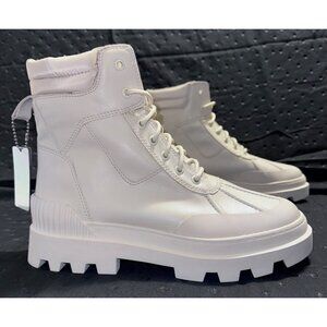 Circus By Sam Edelman Womens Cream Ankle Boots Size 9.5 With Chunky Sole & Lace-